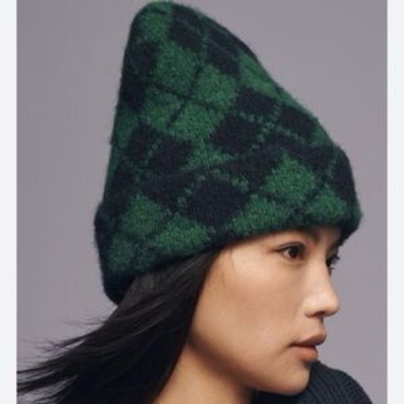 Anthropologie Accessories - Anthropologie Green and Black Checkered Women's Hat